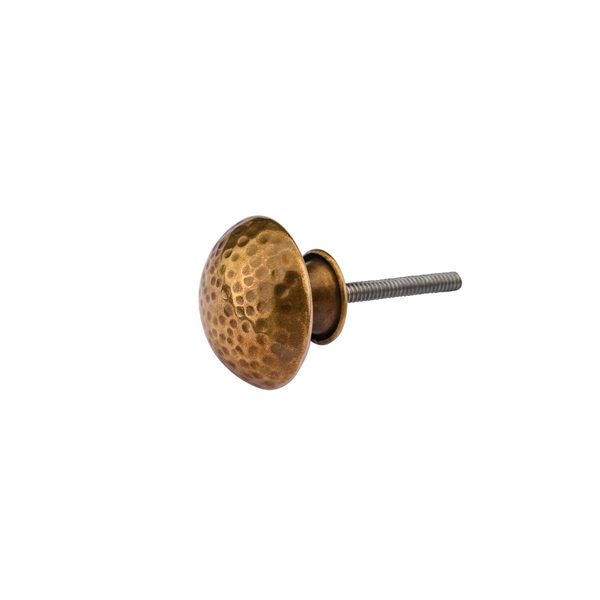 Round Hammered Antique Brass Cabinet Pull Mushroom Knob 38mm