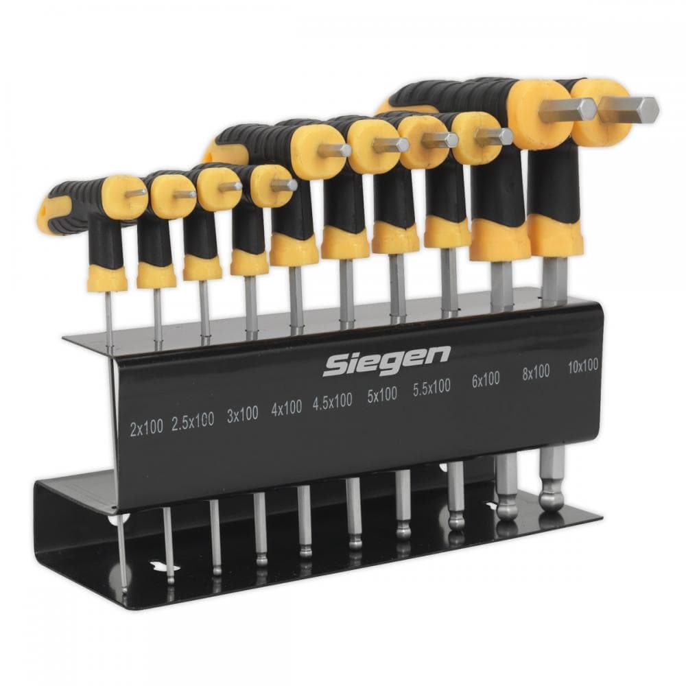 Sealey S01150 Ball-End Hex Key Set 10Pc T-Handle Metric