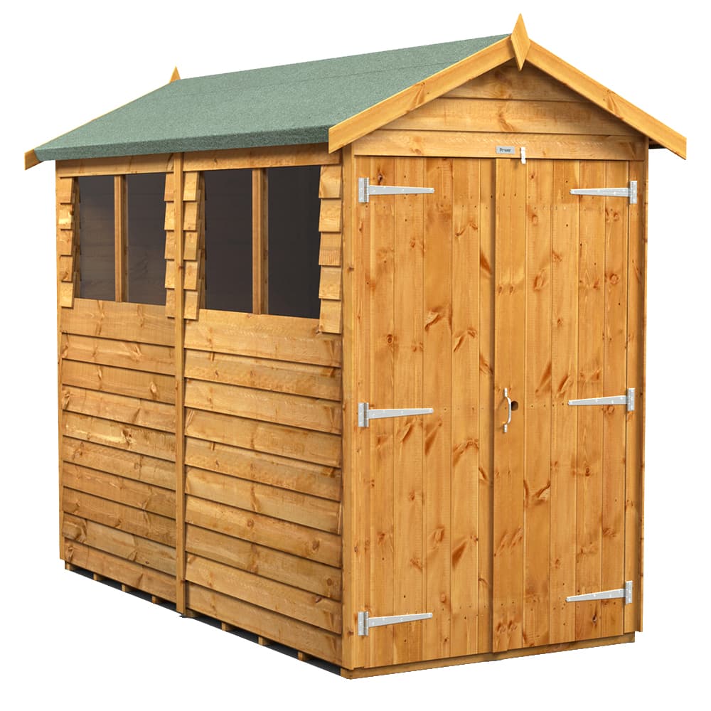 Powersheds 8 x 4 Power Overlap APEX, Double Doors