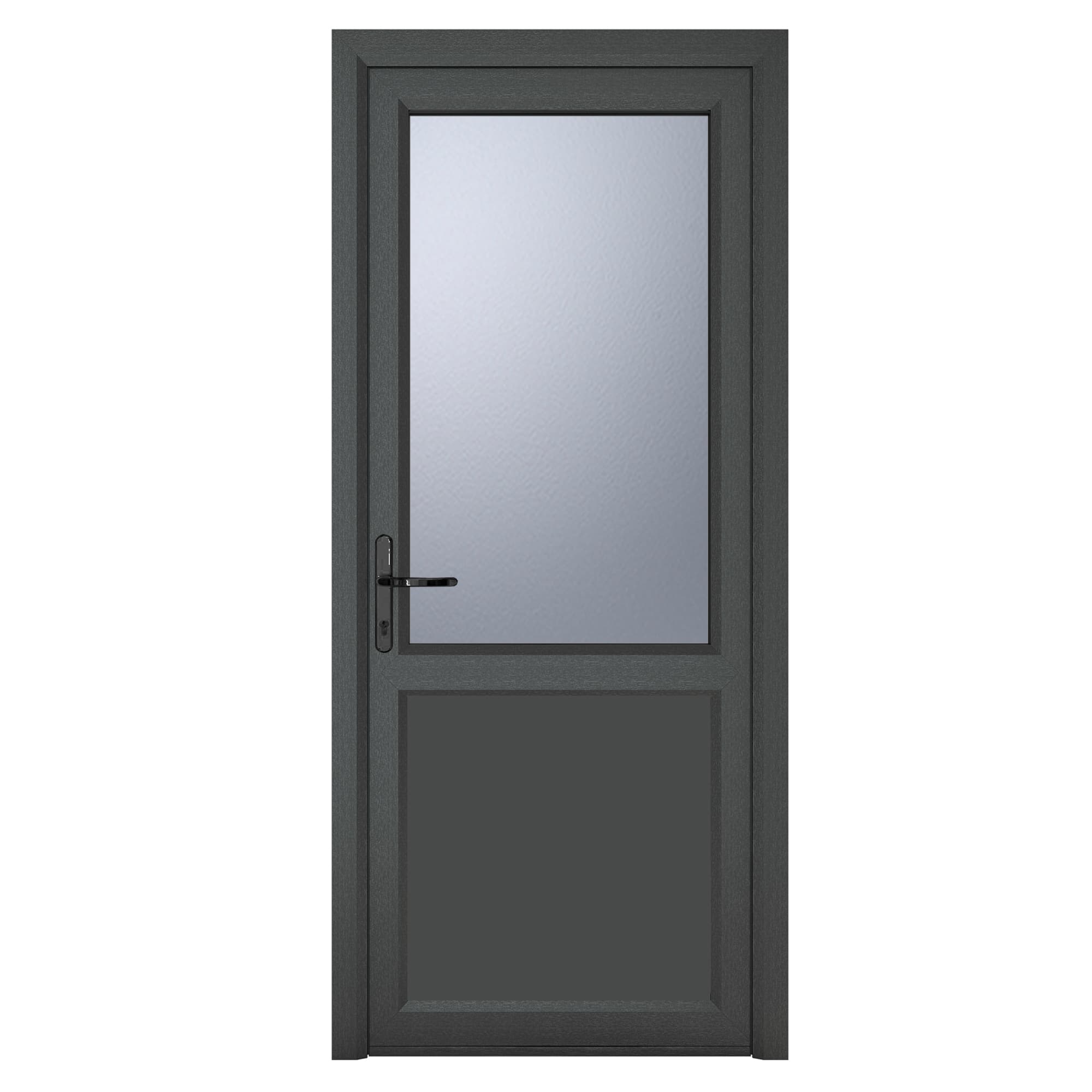 Crystal Single Door Half Glass Half Panel Right Hand Grey 7016 External White Internal Obscure 920 x 2090 x 70mm