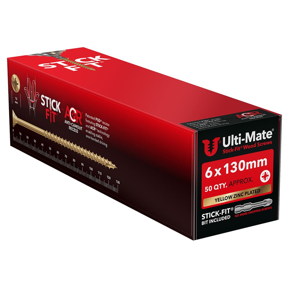 Ulti-Mate® Stick-Fit® Wood Screws 6.0 x 130mm Qty 50