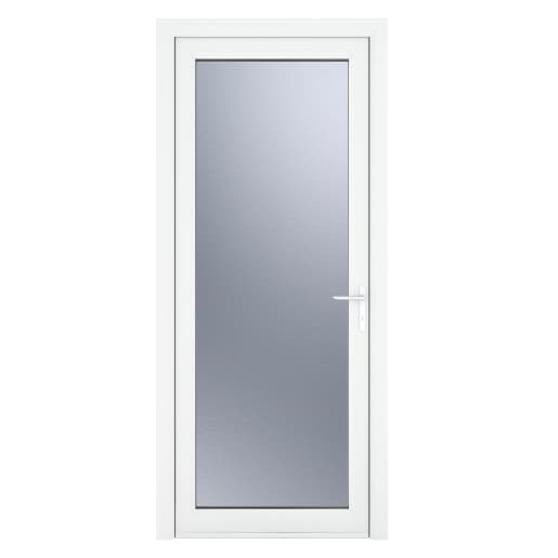 Crystal Single Door Full Glass Left Hand White Obscure 890 x 2090 x 70mm