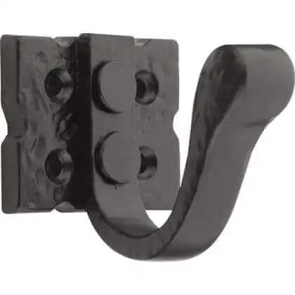 Ornate Wrought Iron Style Single Hook - Black - Wall/Door Mountable - Decohooks