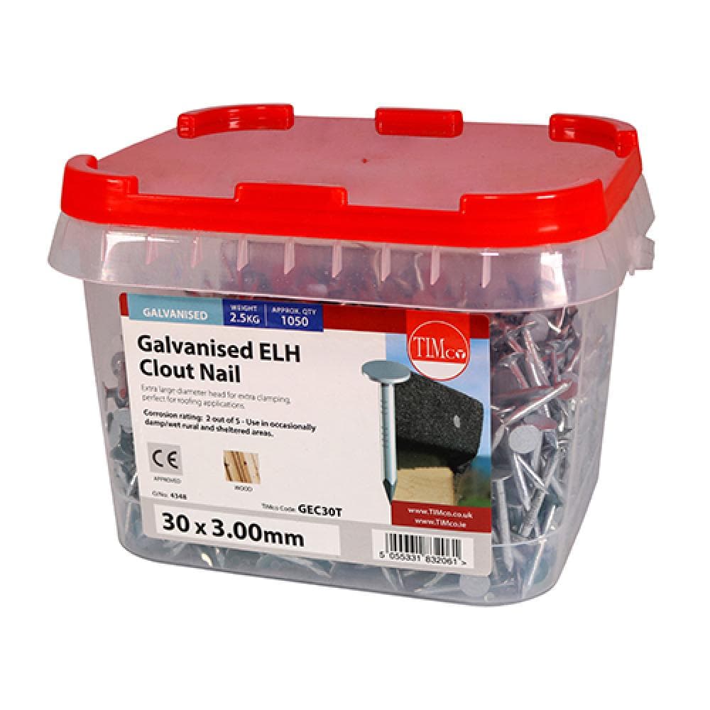 Timco GEC30T Extra Large Head Clout Nails - Galvanised 30 X 3.00
