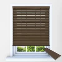 Fired Walnut Electric Wooden Blinds Bass Wood