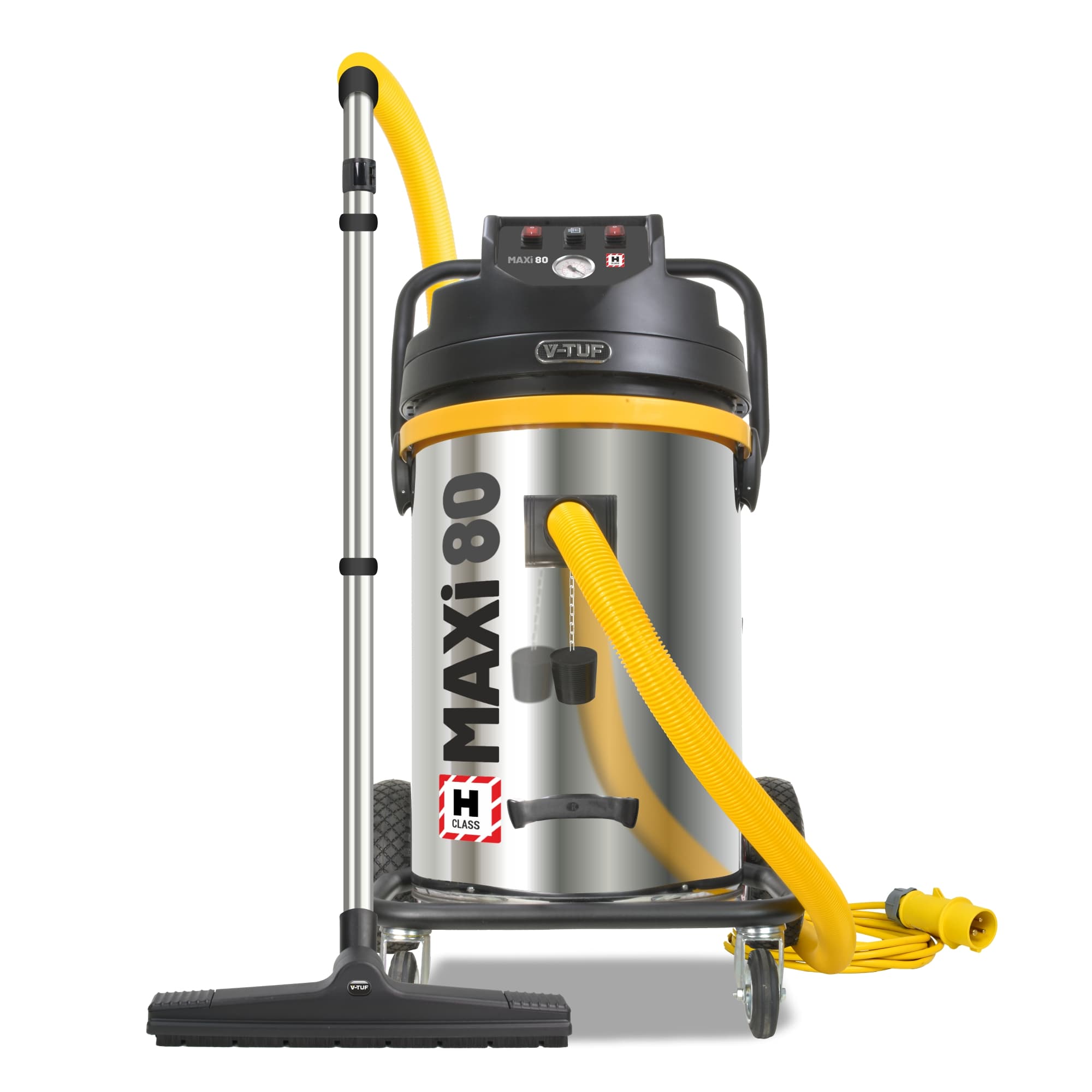 V-Tuf Stainless Steel Maxi H-Class 240V 3500W Dust Extractor & Filter Shaker, 80L