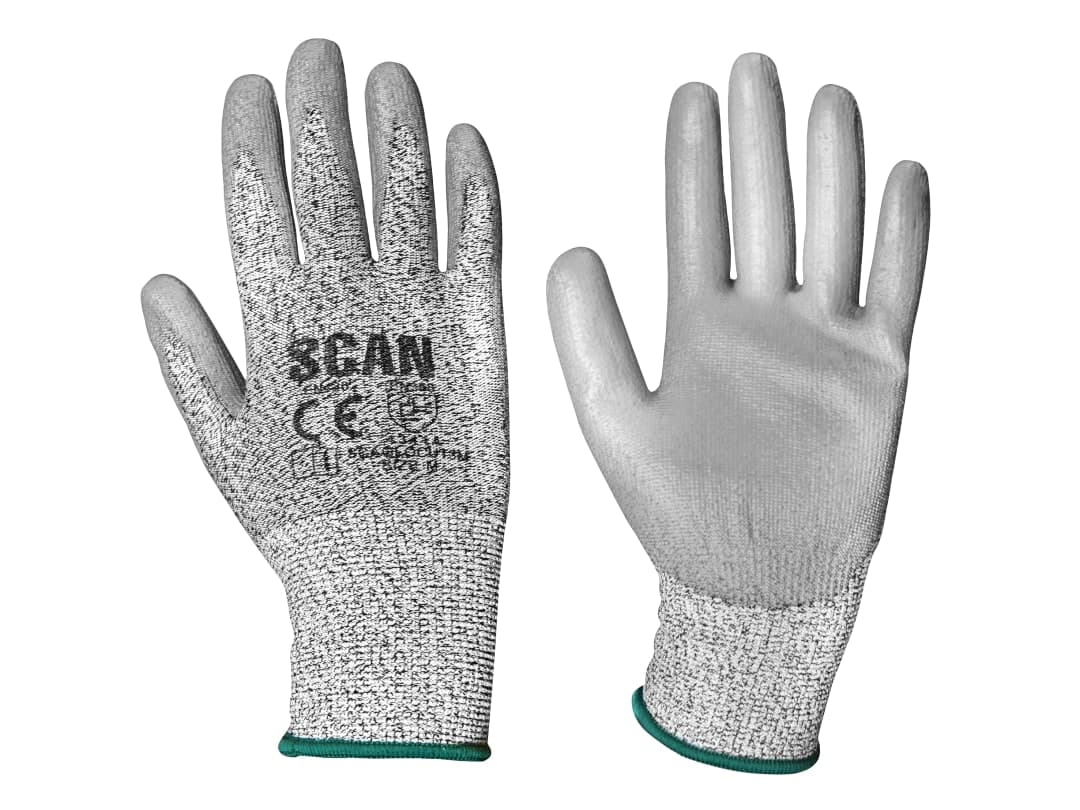 Scan Grey PU Coated Cut 3 Gloves - M (Size 8) H3101-3