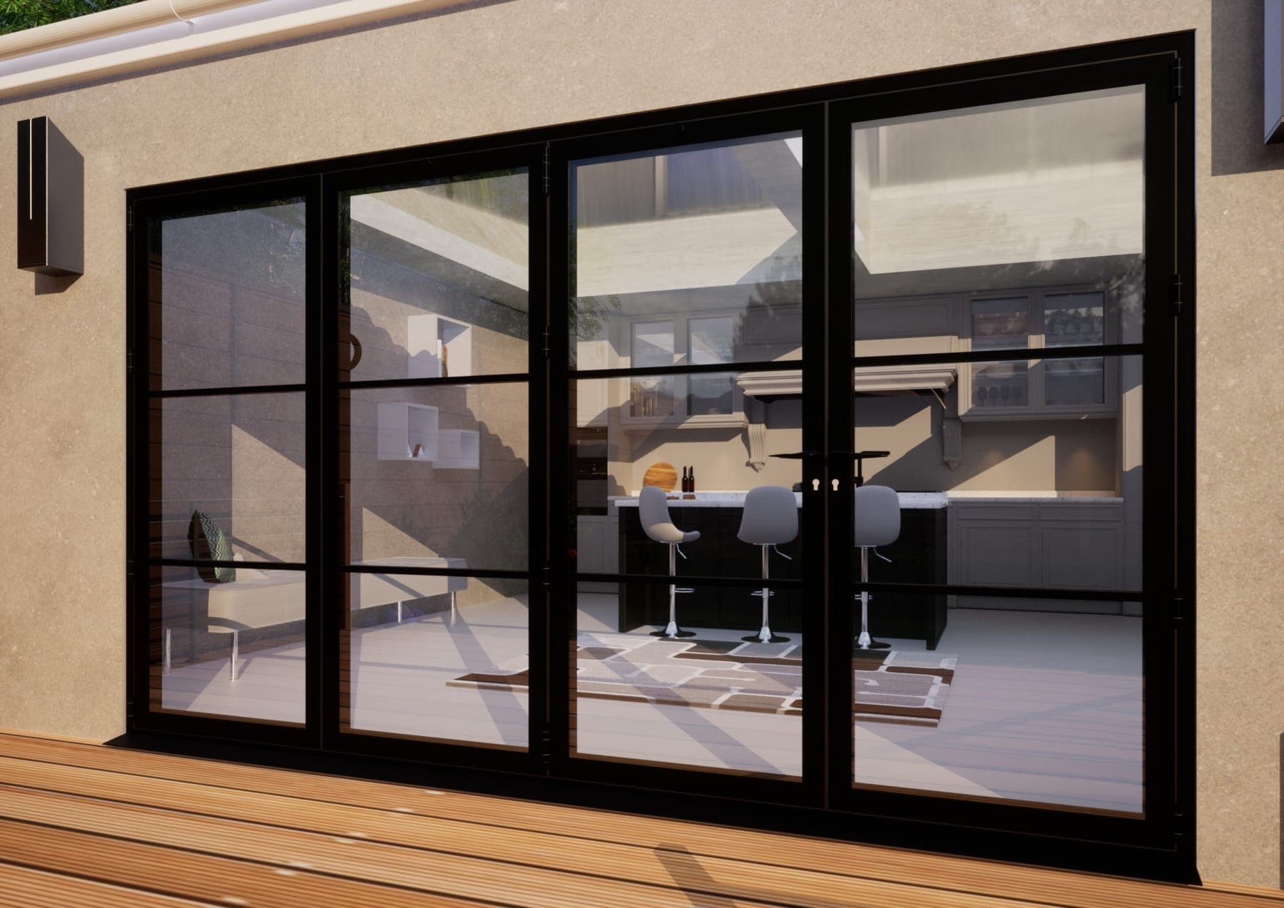 Heritage Aluminium Bifold Door Part Q Compliant - 3600mm Black - 3 Left 1 Right