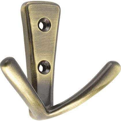 Modern Design Antique Brass Wide Double Robe Hook - Wall/Door Mountable - Decohooks