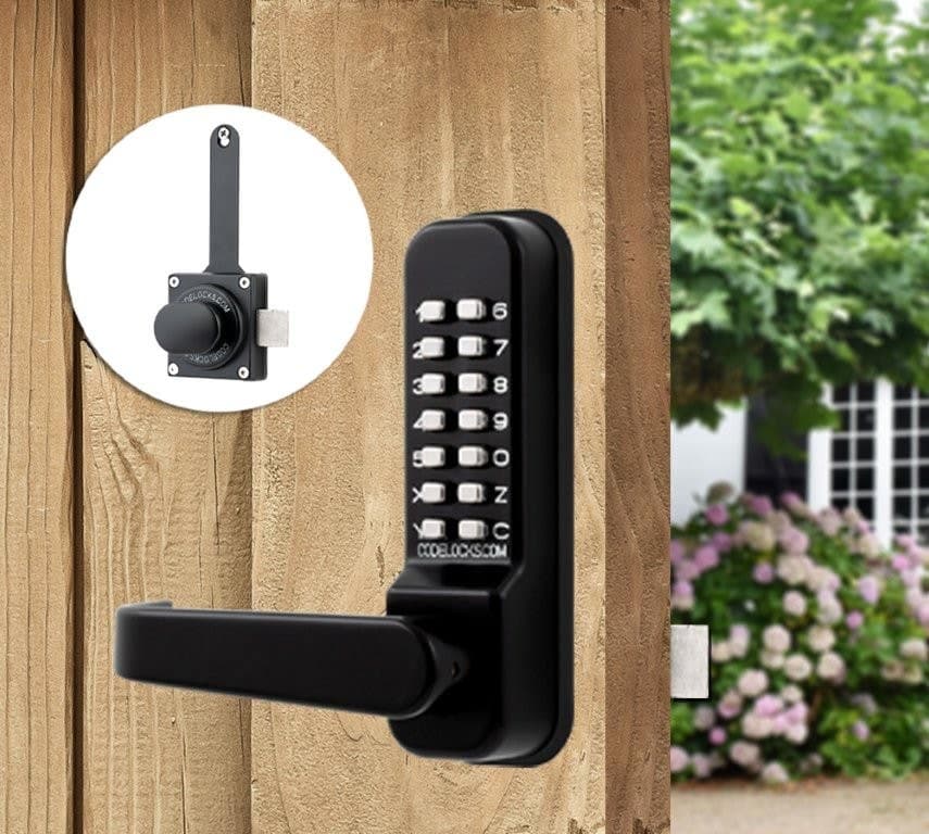 Mechanical Front Plate/Surface Latch Lock - Keypad - Adjustable Backset - Marine Grade - Black