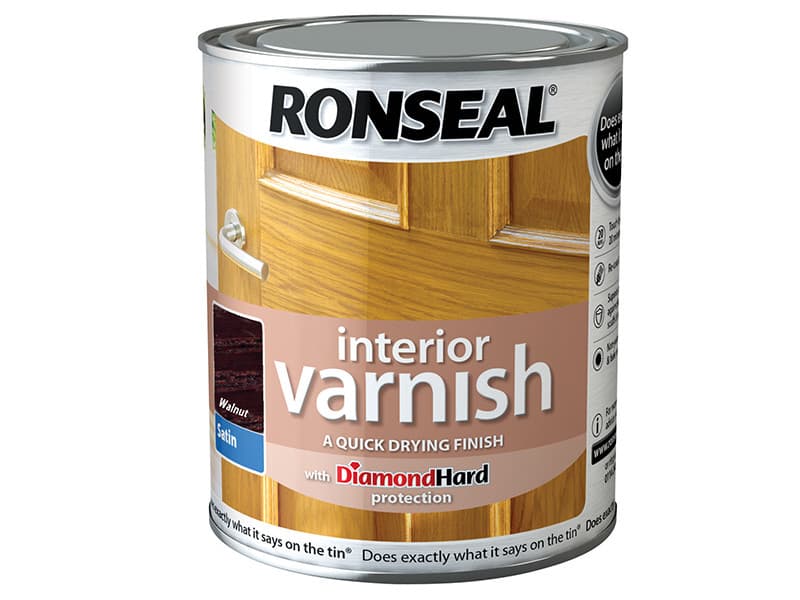 Ronseal 36841 Interior Varnish Quick Dry Satin Walnut 750Ml