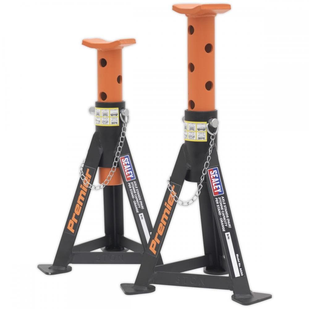 Sealey AS3O Axle Stands (Pair) 3 Tonne Capacity Per Stand - Orange