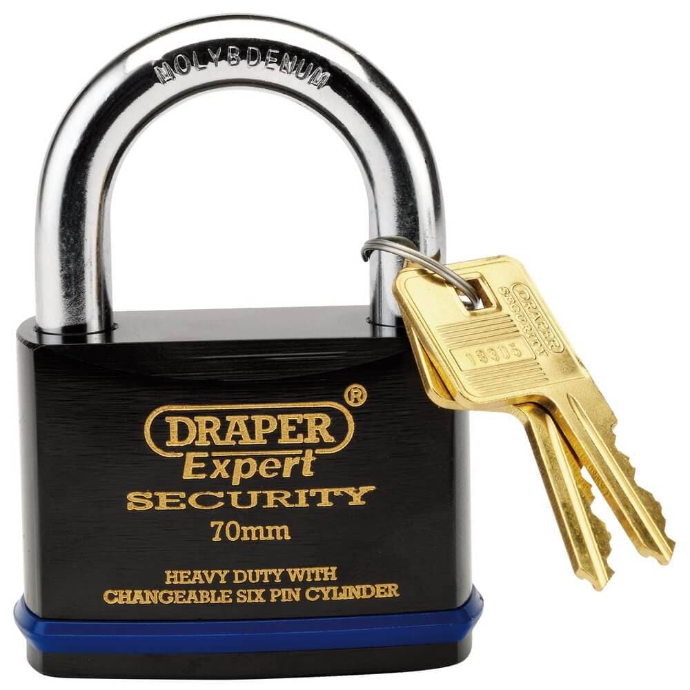 Draper Expert 64195 Heavy Duty Padlock And 2 Keys With Super Tough Molybdenum Steel Shackle 70Mm each