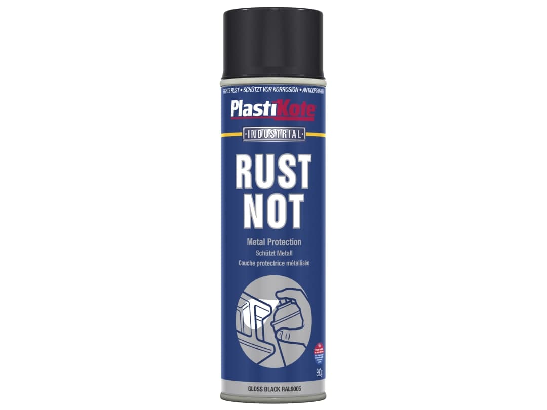PlastiKote Rust Not Spray Gloss Black 500ml 447783