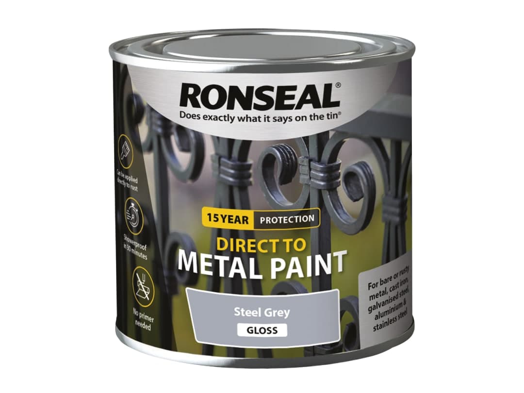 Ronseal Direct to Metal Paint Steel Grey Gloss 250ml 39187