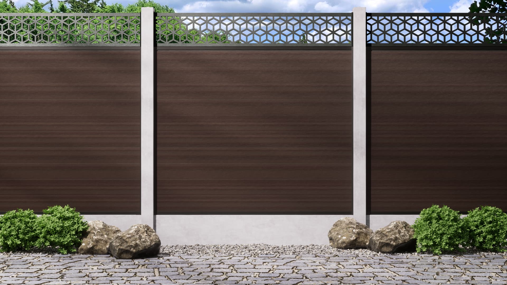 1.8m Walnut Decorative Fence Panels – Tokyo