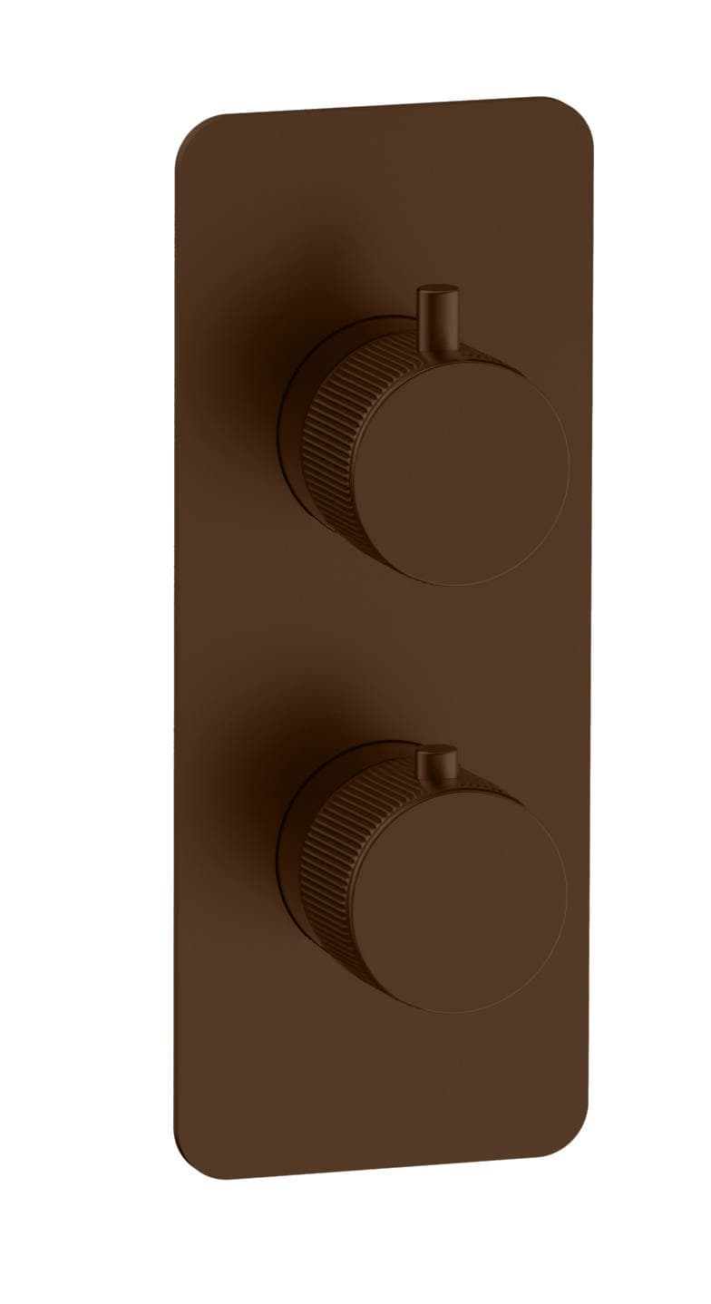 Frankfurt Linear Twin Round Concealed Thermostatic Mixer Valves - WRAS - Brushed Bronze