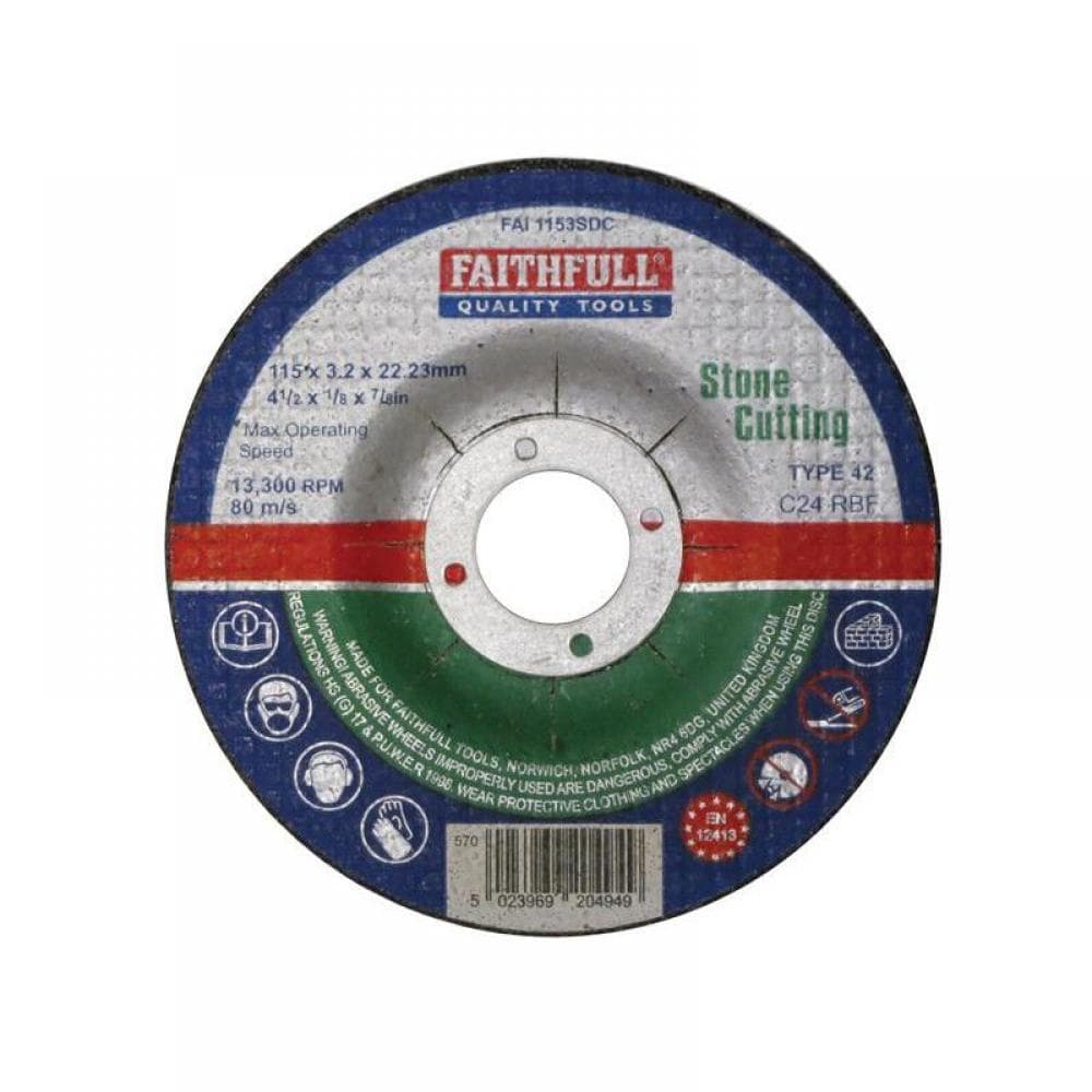 Faithfull Depressed Centre Stone Cutting Disc 115 X 3.2 X 22.23Mm