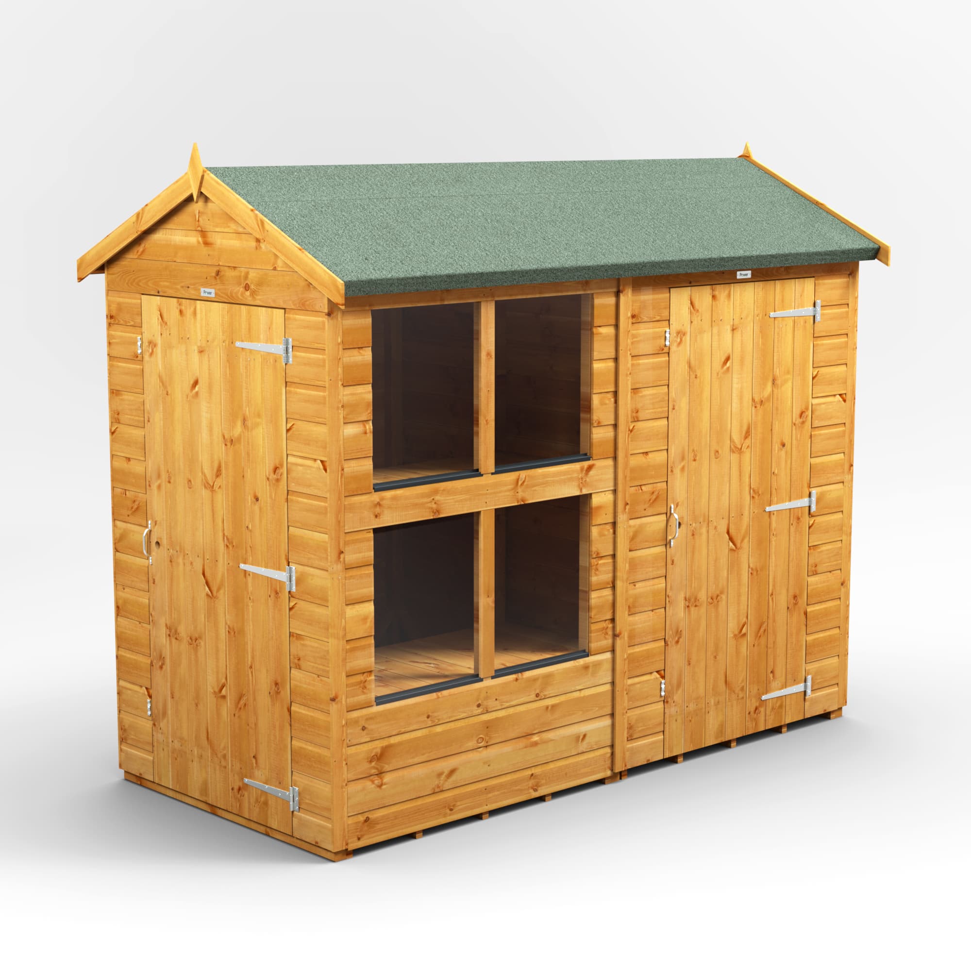 Powersheds 8 x 4 Power Apex Potting Shed With 4ft Side Store