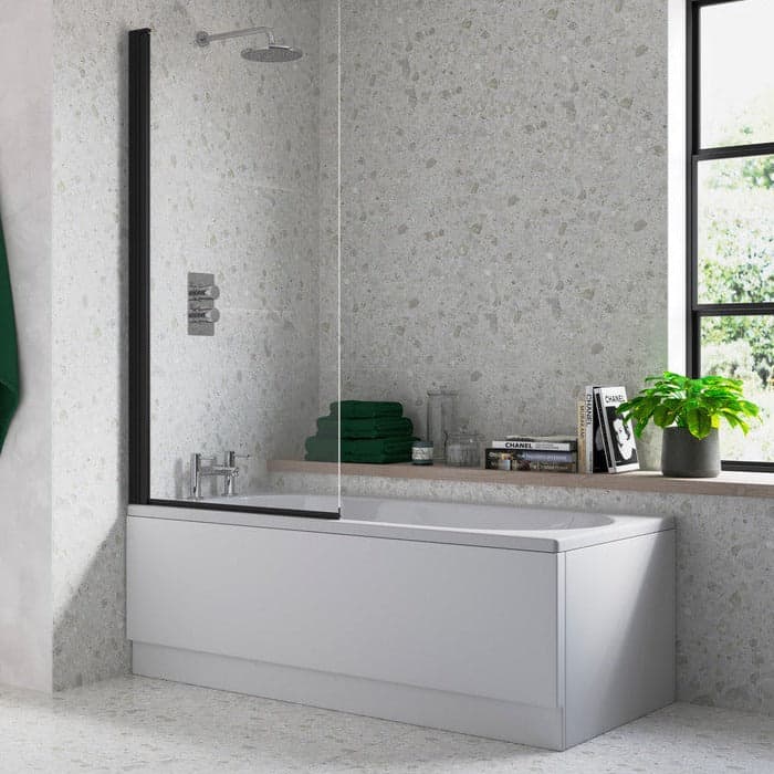 Single Straight Bath Screen - Black