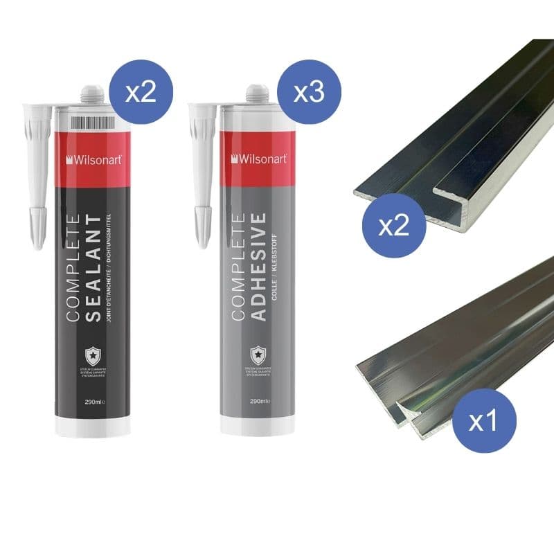 Wetwall Bathroom Wall Alloy Panel 4mm - Alloy 2 Sided Installation Kit