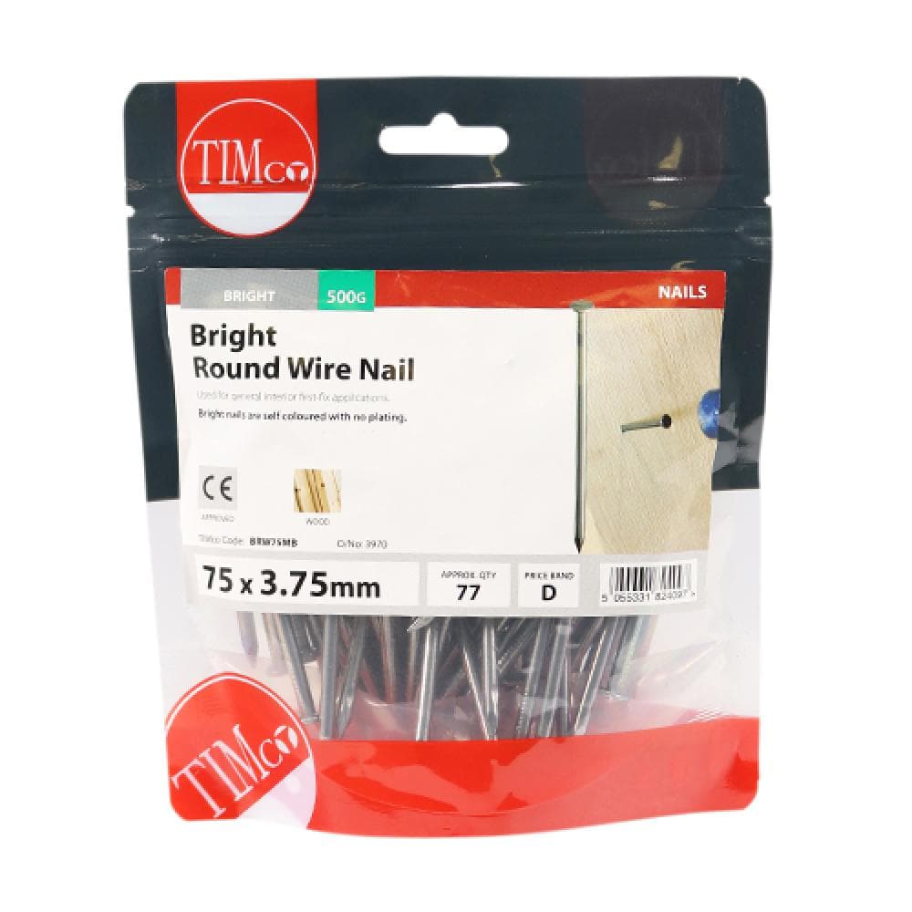 Timco BRW75MB Round Wire Nails - Bright 75 X 3.75