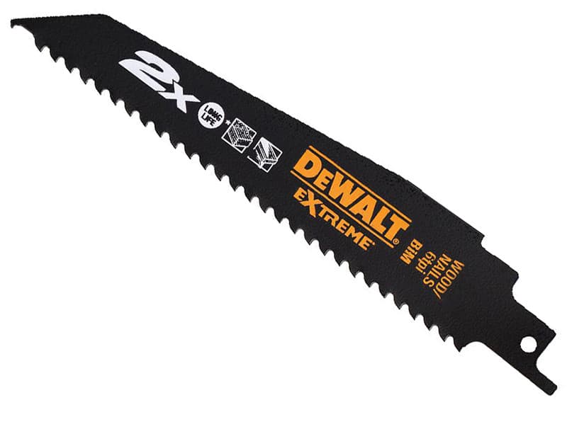 Dewalt DT2300L-QZ 2X Life Wood & Nail Reciprocating Blade 152Mm X 6 Tpi Pack Of 5