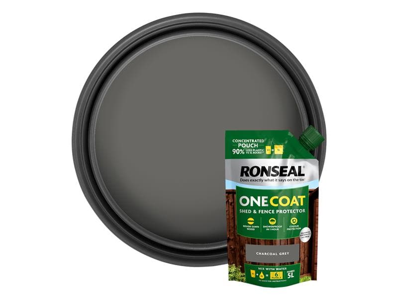Ronseal KCB.8174503.10800.73 One Coat Shed & Fence Refill Pouch Charcoal Grey 950Ml