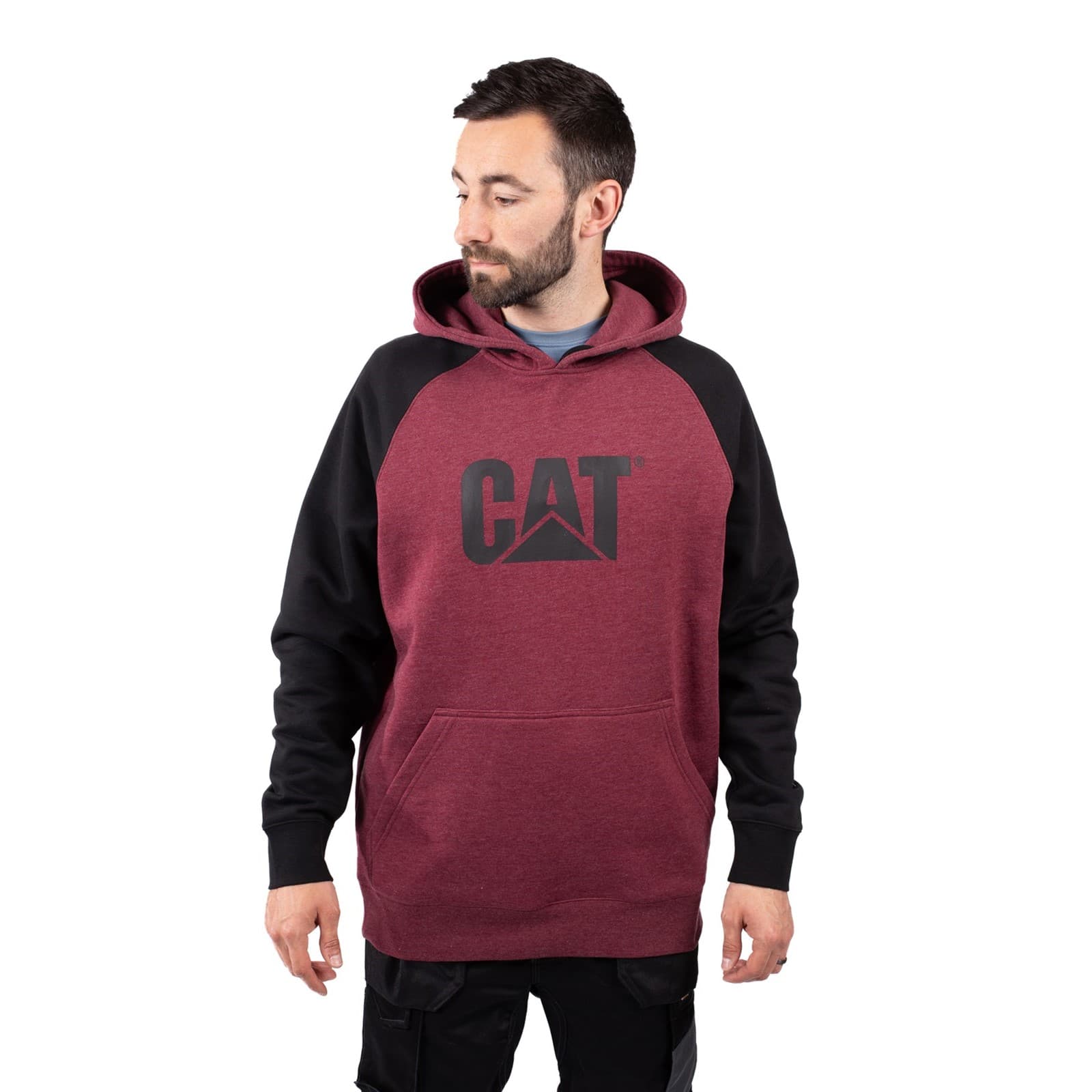 Caterpillar Raglan Hooded Sweatshirt Size 3XL Dark Red 40686-76004-08