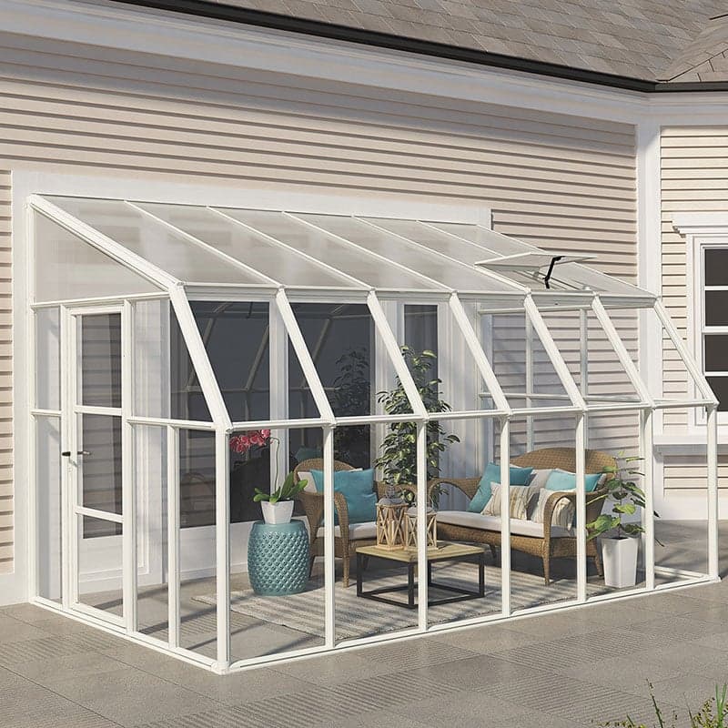 8' x 12' Palram Canopia Rion White Sun Room Walk-In Wall Greenhouse (2.4m x 3.6m)