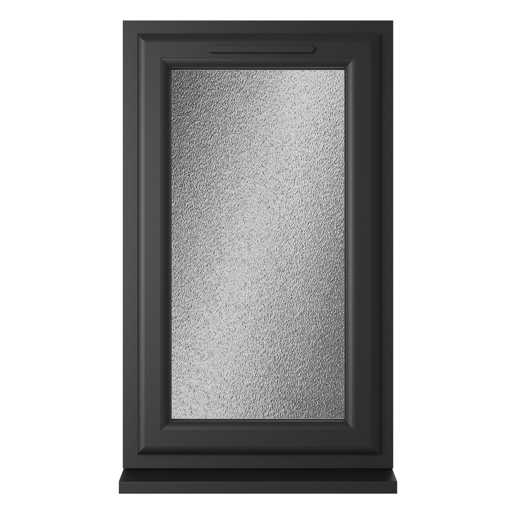 Crystal Triple Glazed uPVC Window Black/White Left Hung 610mm x 1190mm Obscure