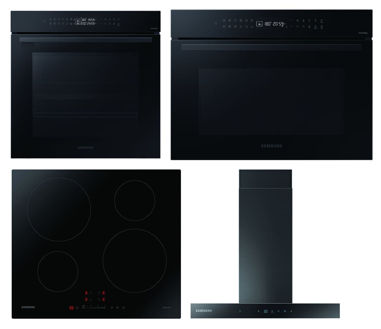 Samsung Series 4 Catalytic Dual Cook And Compact Combi Bundle With Induction Hob And Hood