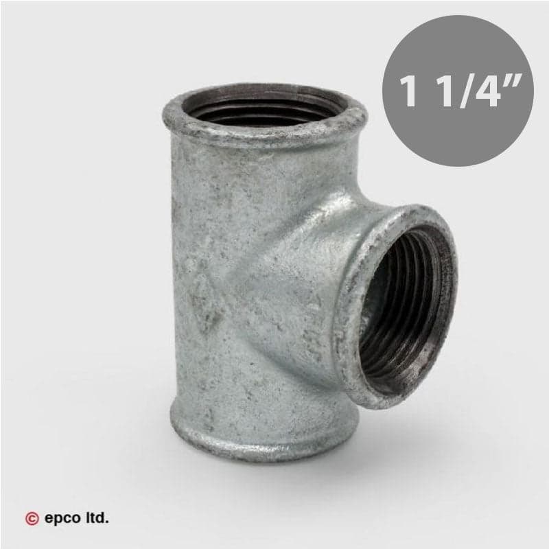 1 1/4" Galvanised Malleable Iron Equal Tee Female