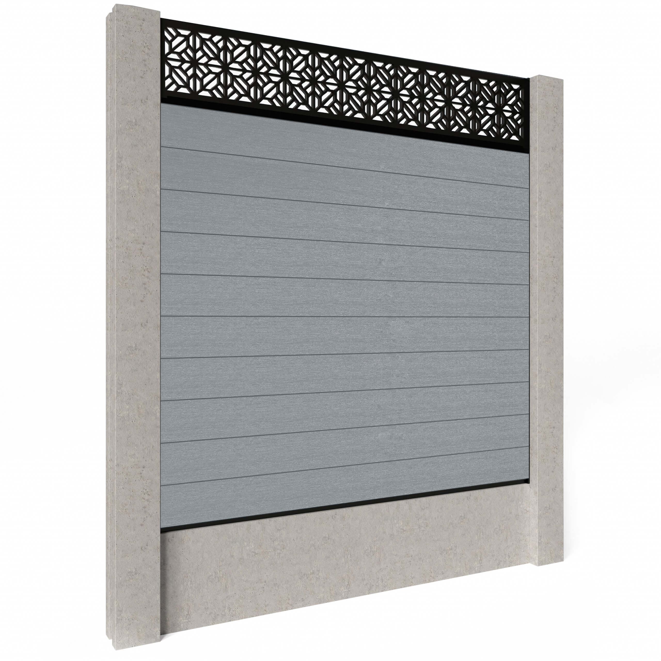 Composite Fence Panels - Pearl with Aluminium Railings (for concrete posts) 0.6m