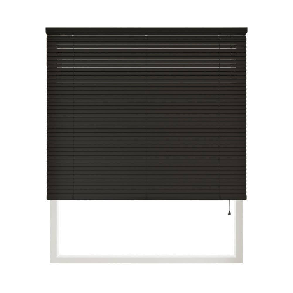 PVC Venetian Blind - 150 x 152cm - Black - Tilt Control for Privacy and Light - Wall/Ceiling Fix