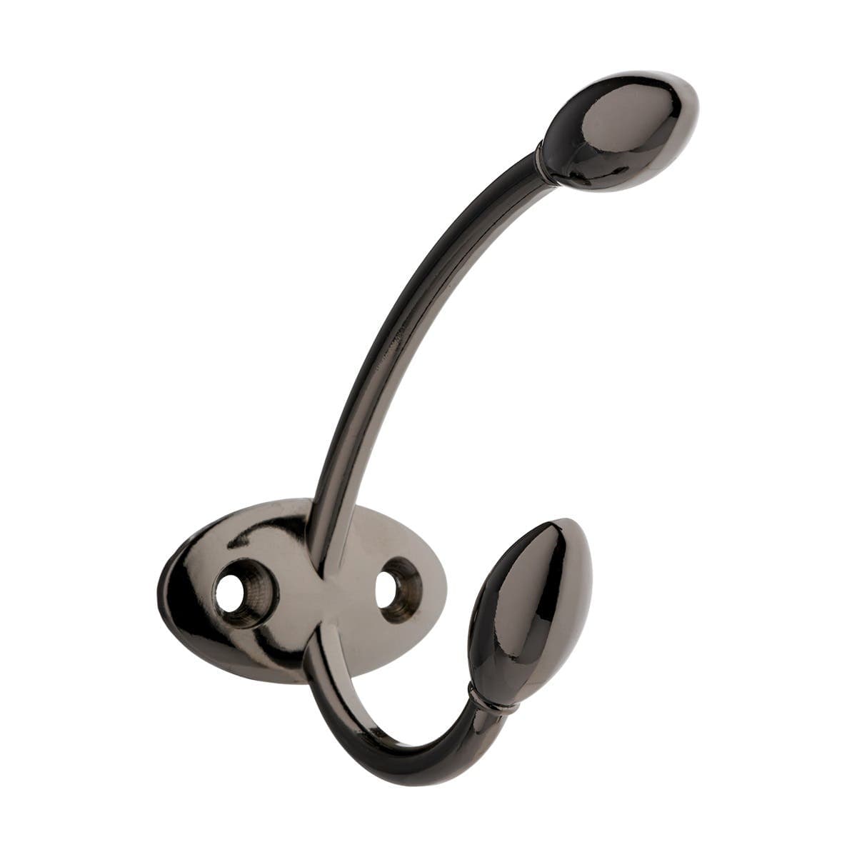Rosebud Double Hat & Coat Hook - Black Nickel - Wall/Dour Mountable - Decohooks