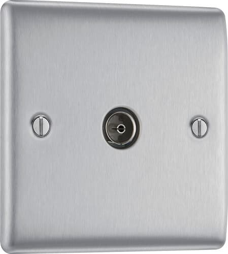 Screwless Flatplate Black Nickel Single Triplex Socket For Separate Tv Fm And Satellite Connections FBN68-01