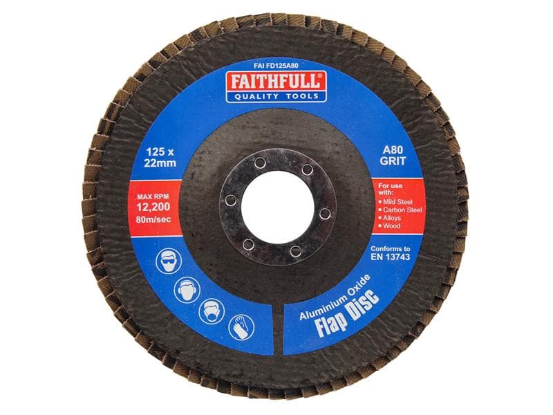 Faithfull Aluminium Oxide Flap Disc 125 X 22Mm 80 Grit