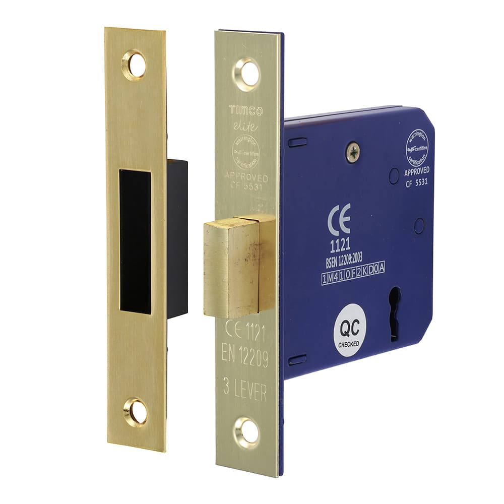 Timco 675357 3 Lever Deadlock - Electro Brass 78Mm Box 1