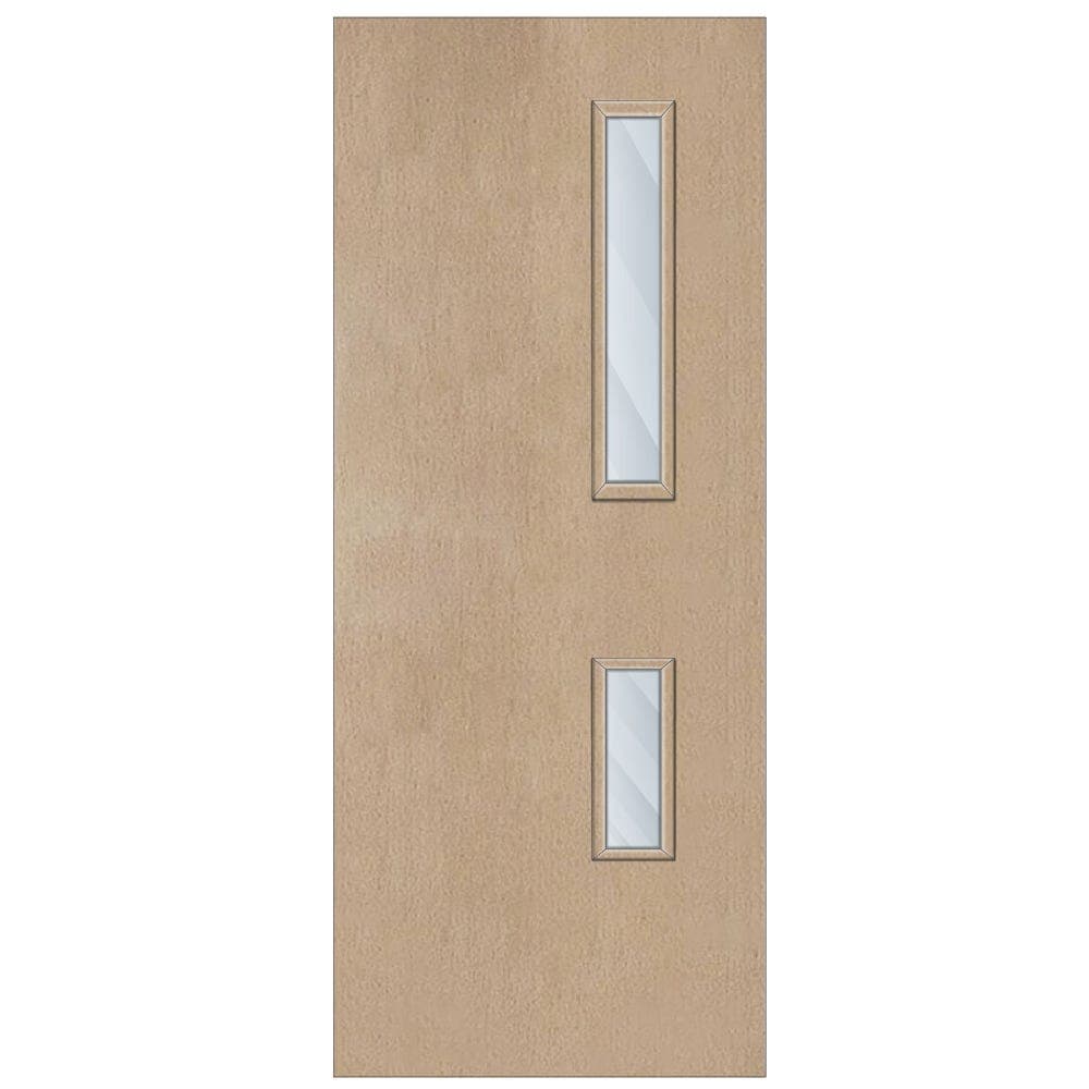 Paint Grade Solid Core FD30 Clear Glazed Internal Fire Door 1981mm x 762mm x 44mm | 700mm x 150mm & 500mm x 150mm VP