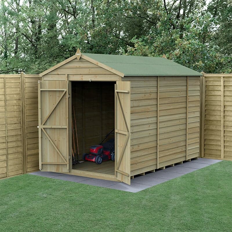 10' x 6' Forest 4Life 25yr Guarantee Overlap Pressure Treated Windowless Double Door Apex Wooden Shed (3.01m x 1.99m) - Next Working Day Delivery