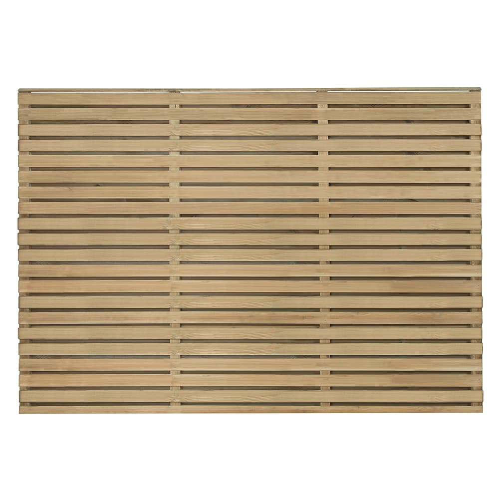 Forest Garden Natural Timber Pressure Treated Double Slatted Fence Panel 4 Pack, 6x4ft