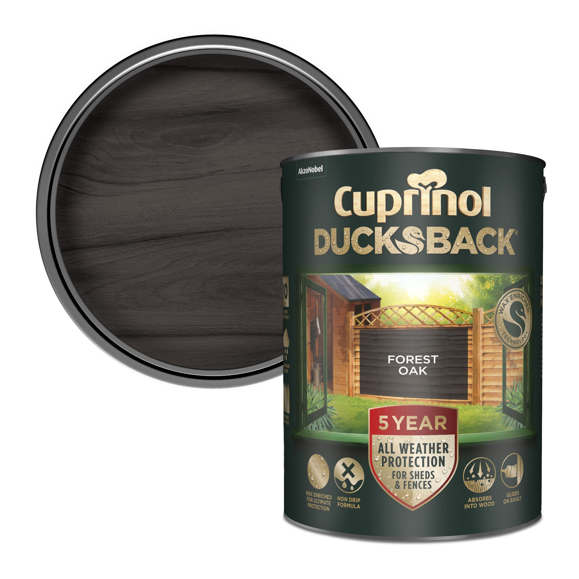Cuprinol Forest Oak Ducksback - Exterior Shed & Fence Treatment | 30m² Coverage, 5L