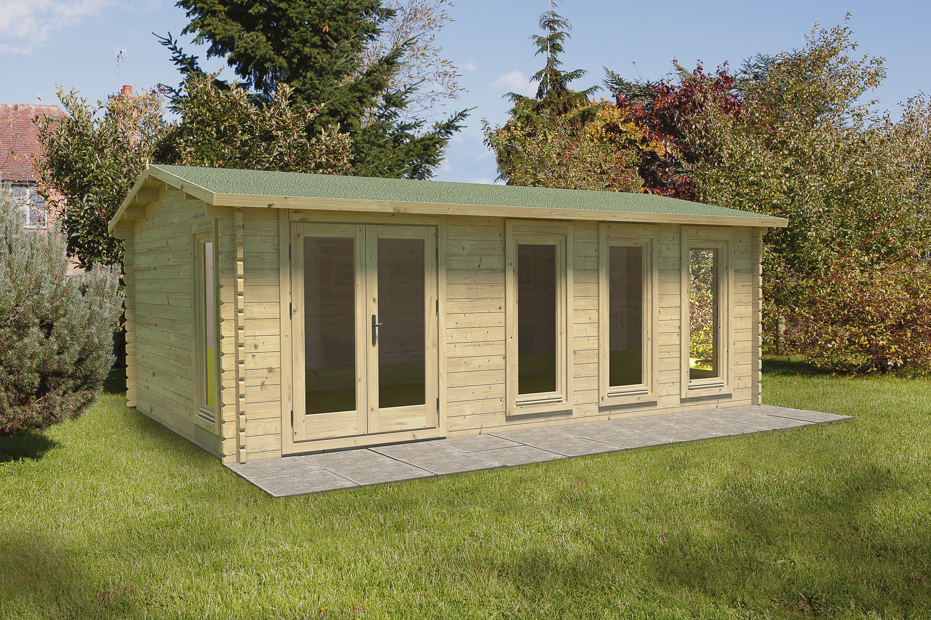 Forest Garden 6 x 4m Blakedown Log Cabin and Felt Shingles Home Delivered