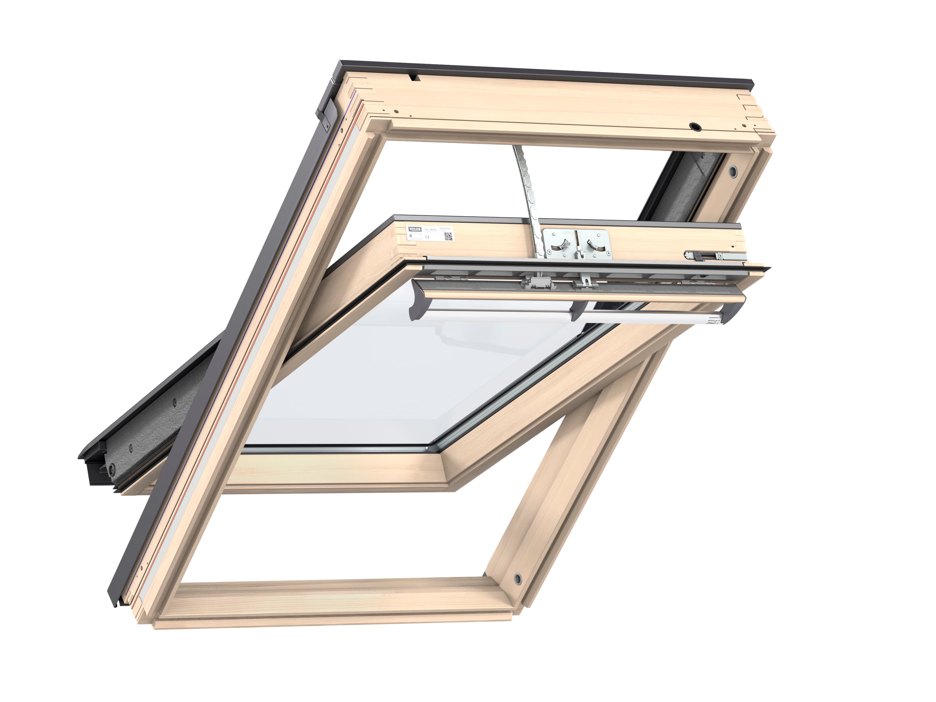 VELUX Electric Centre Pivot Roof Window Lacquered Pine 1340mm x 1400mm GGL UK08 307021U