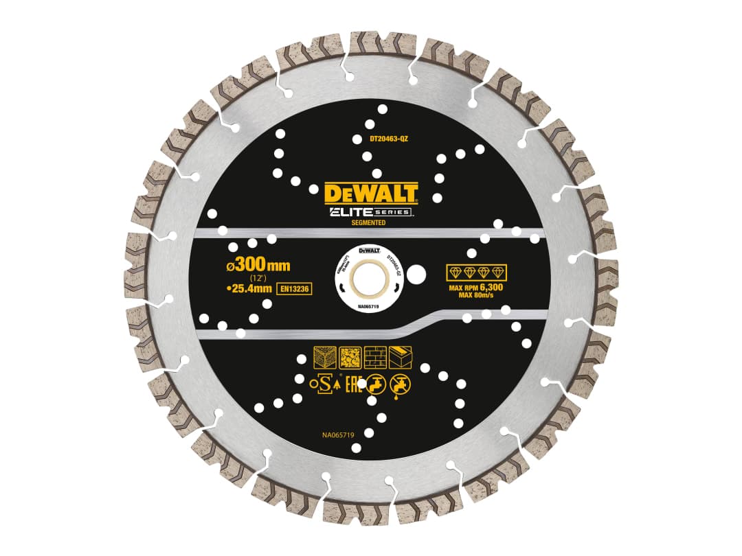 DEWALT Power Tools ELITE SERIES™ All Purpose Diamond Segmented Wheel 300 x 25.4mm DT20463-QZ