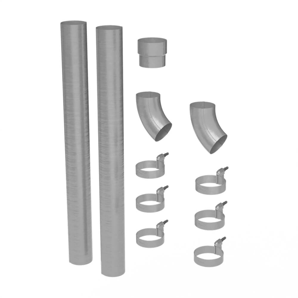 Galeco Steel Round Offset Downpipe Kit Galvanised - 87mm Diameter