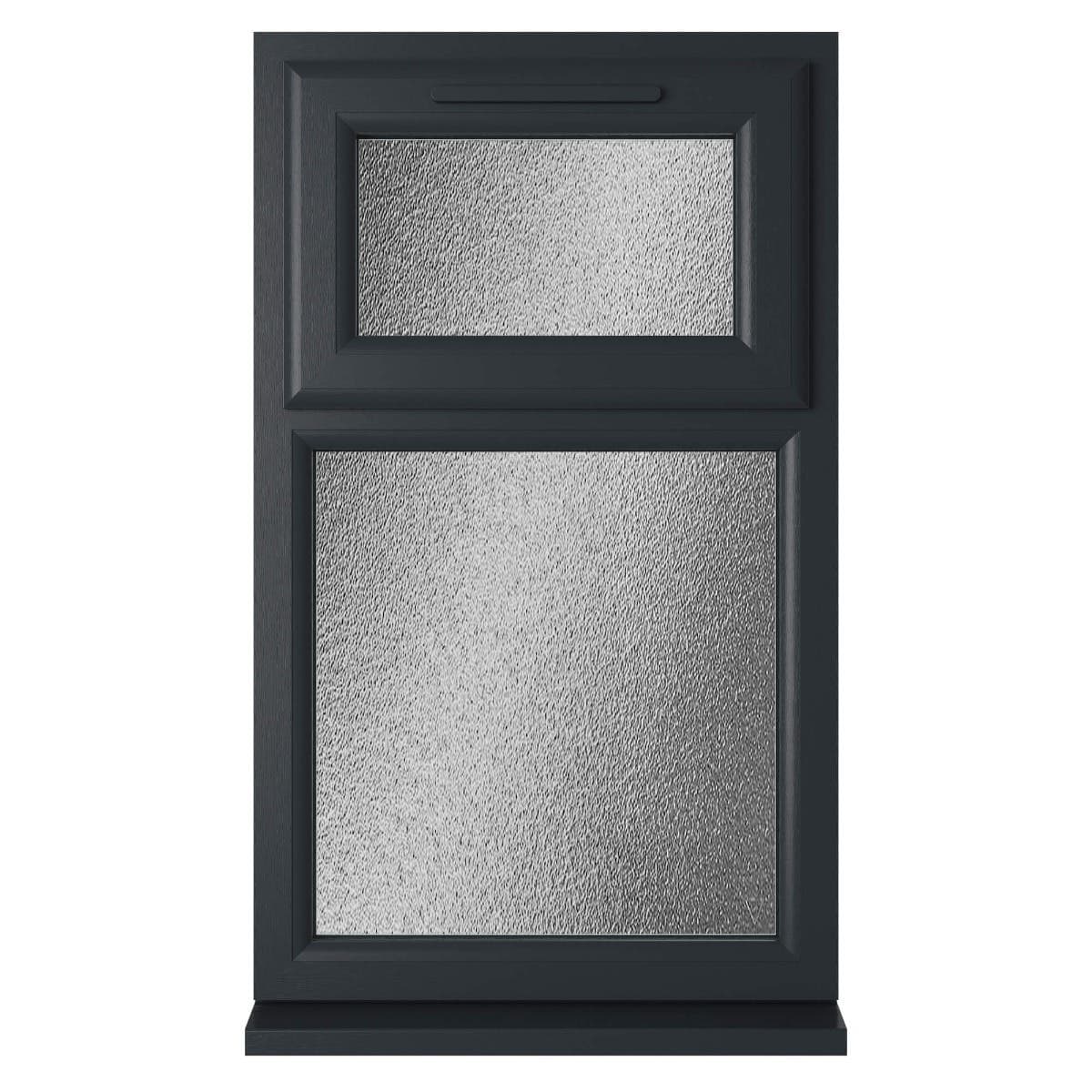 uPVC Grey/White Double Glazed Window - Top Hung/Top Opener - Obscure Glass - 610 x 1115mm
