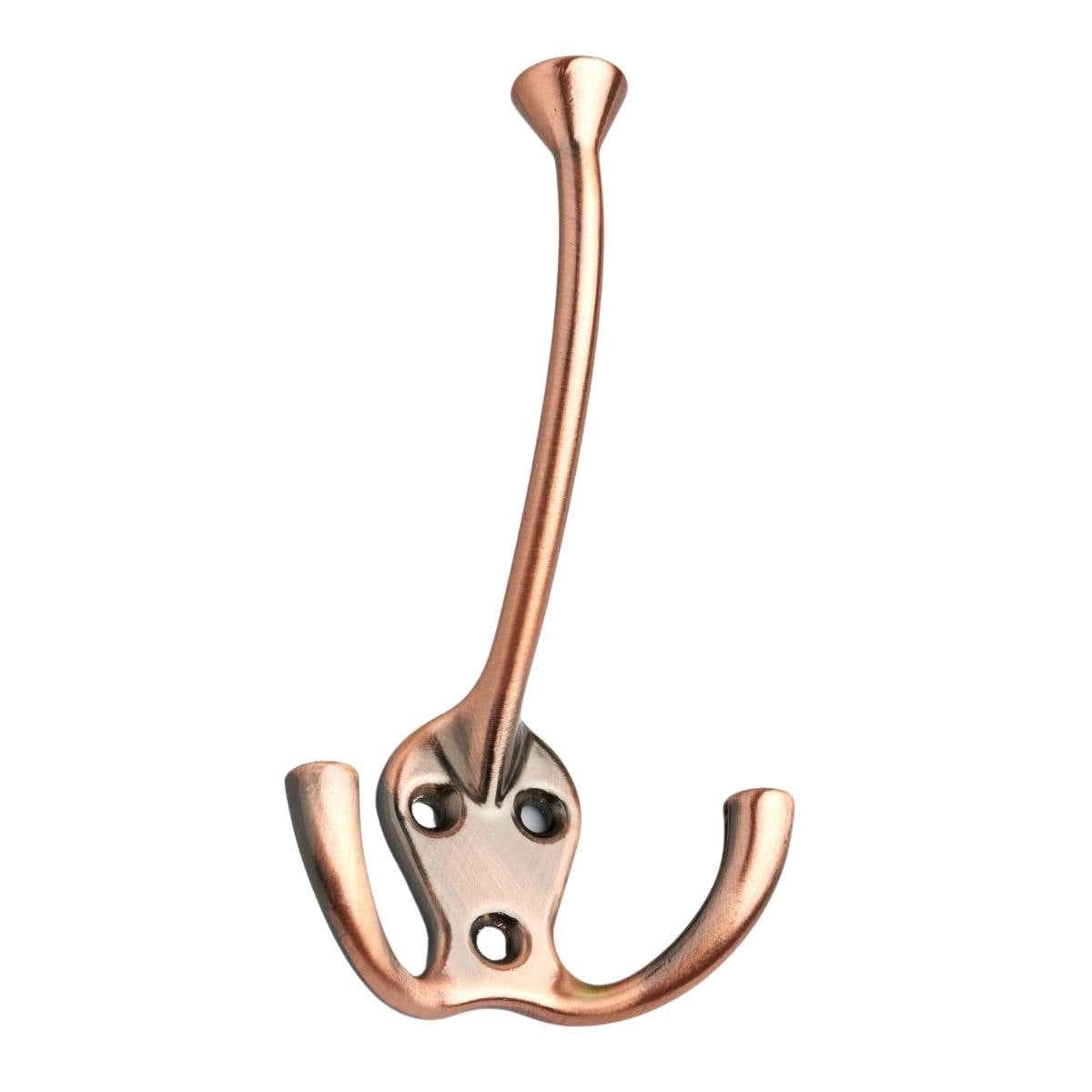 Wide Tip Triple Prong Hat & Coat Hook - Copper - Wall/Door Mountable - Decohooks