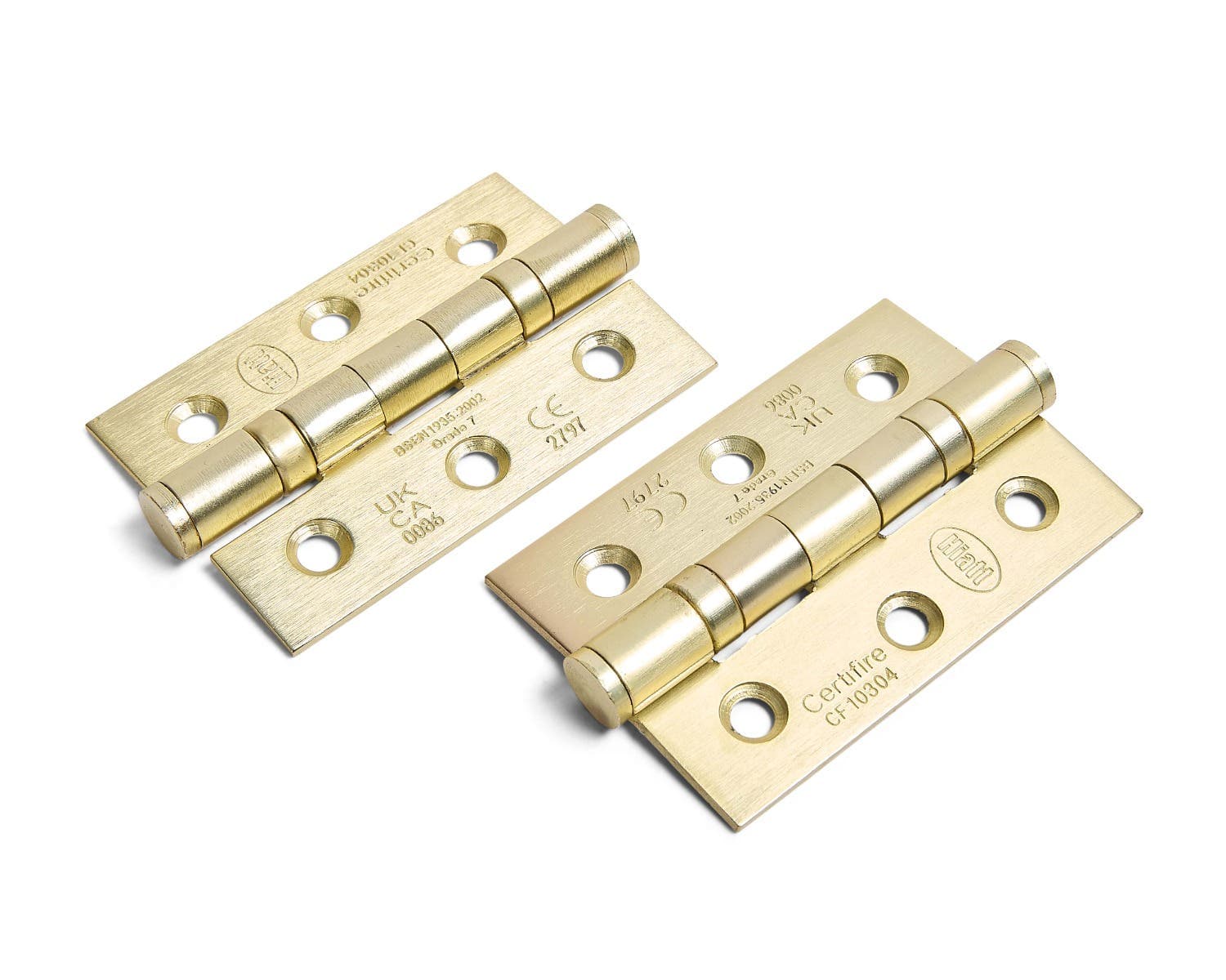 Steel Ball Bearing Hinge - UKCA/CE Certified - Fire Tested - 3″ - Brushed Brass - Hardware Solutions